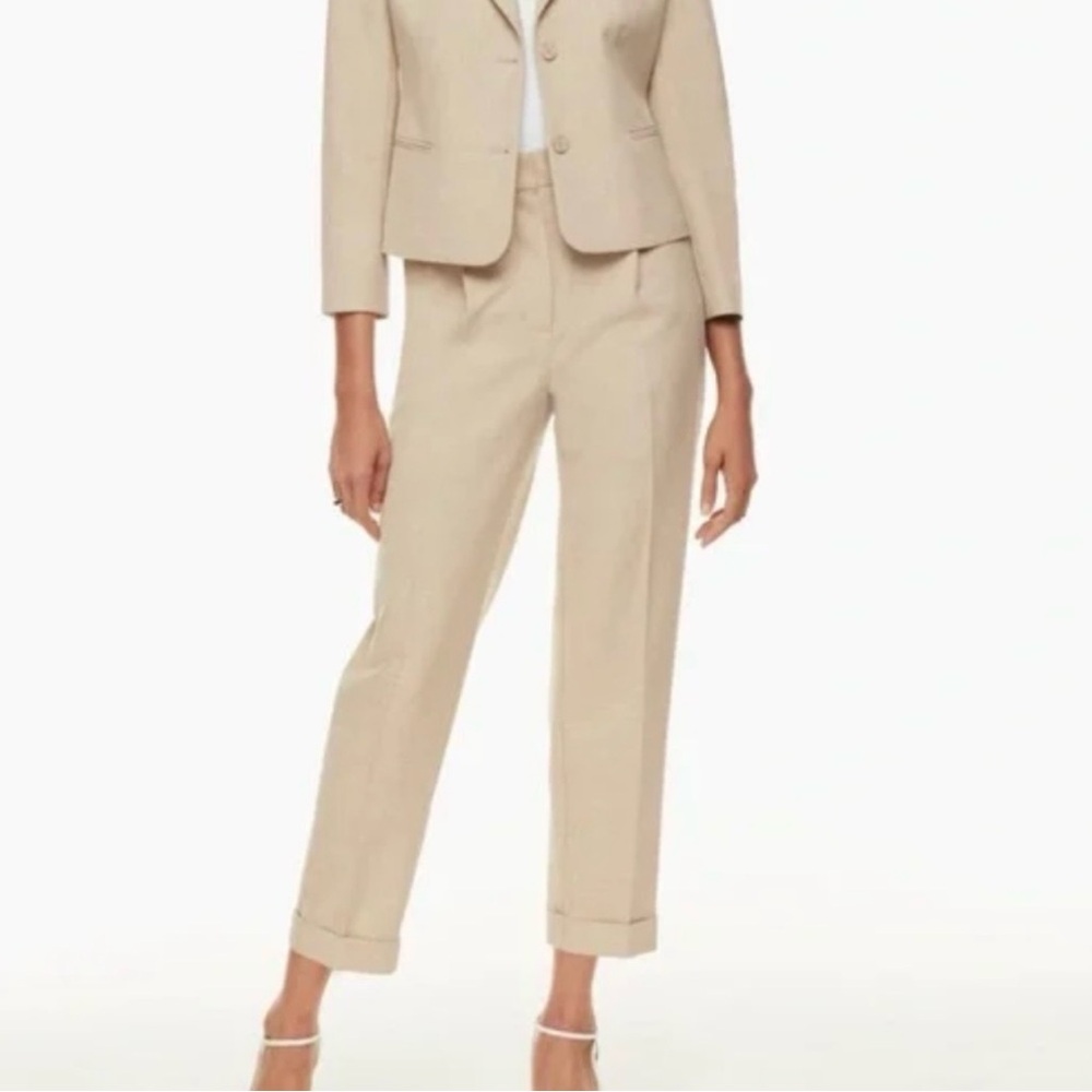 Aritzia Wilfred • Dashwood Pant High-rise, Cuffed Hems FLAX BEIGE Women’s Size 0